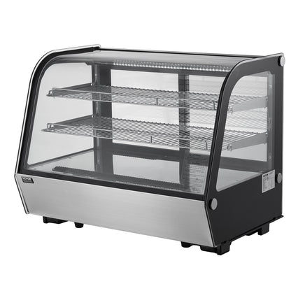 Refrigerated Display Case, 5 Cu.Ft./146L Countertop Pastry Display Case, 2-Tier Commercial Display Refrigerator with LED Lighting, TURBO Cooling, Frost-Free Air-Cooling, for Bakery
