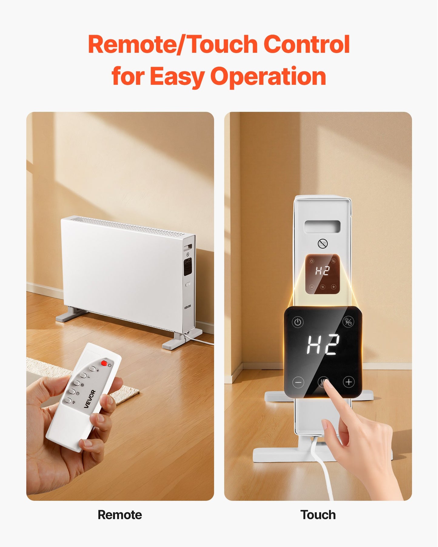 Konvektionsheizpaneel, 2000 W elektrischer Heizpaneel-Raumheizer mit Fernbedienung und Touch-Steuerung, 3 Betriebsmodi, 24-Stunden-Timer, Stand- oder Wandmontage möglich, mit Kipp- und Überhitzungsschutz für Zuhause und Büro