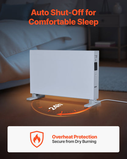 Konvektionsheizpaneel, 2000 W elektrischer Heizpaneel-Raumheizer mit Fernbedienung und Touch-Steuerung, 3 Betriebsmodi, 24-Stunden-Timer, Stand- oder Wandmontage möglich, mit Kipp- und Überhitzungsschutz für Zuhause und Büro