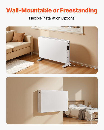 Konvektionsheizpaneel, 2000 W elektrischer Heizpaneel-Raumheizer mit Fernbedienung und Touch-Steuerung, 3 Betriebsmodi, 24-Stunden-Timer, Stand- oder Wandmontage möglich, mit Kipp- und Überhitzungsschutz für Zuhause und Büro