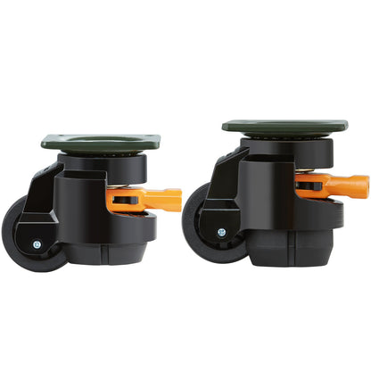 Leveling Casters, Set of 4, 499 kg Total Load Capacity, 5.1 cm, Heavy Duty with Upgraded Handle Design, 360 Degree Swivel Caster Wheels, Adjustable Casters with Feet for Workbench, Machine