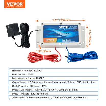 Electronic Water Descaler System, Whole House Salt Free Descaler, Hard Water Conditioner to Reduces Scale Build-Up, for All Kinds of Plumbing Pipes, Durable for Over 10 Years