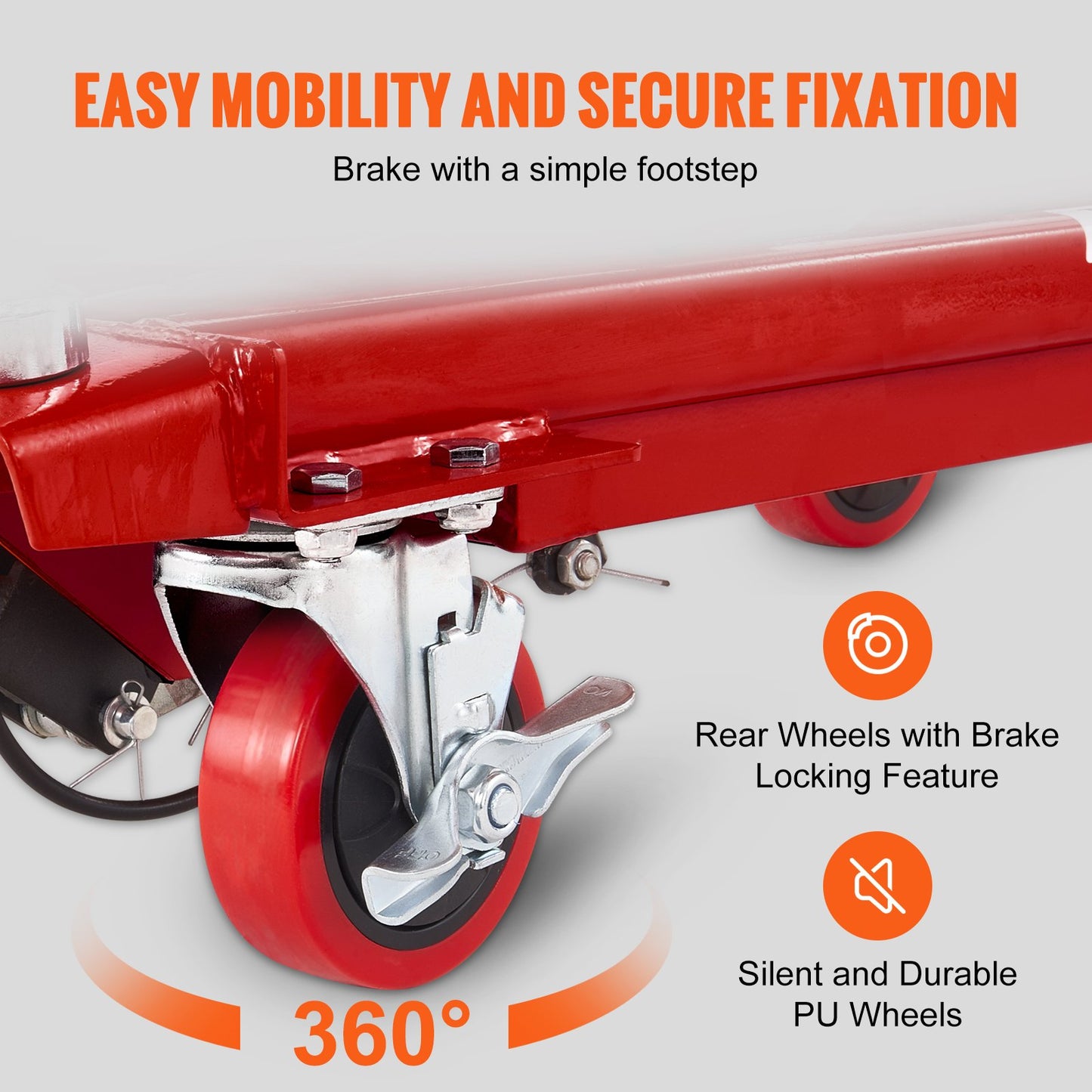 Hydraulic Lift Table Cart, 500lbs Capacity 28.5" Lifting Height, Manual Single Scissor Lift Table with 4 Wheels and Non-slip Pad, Hydraulic Scissor Cart for Material Handling, Red