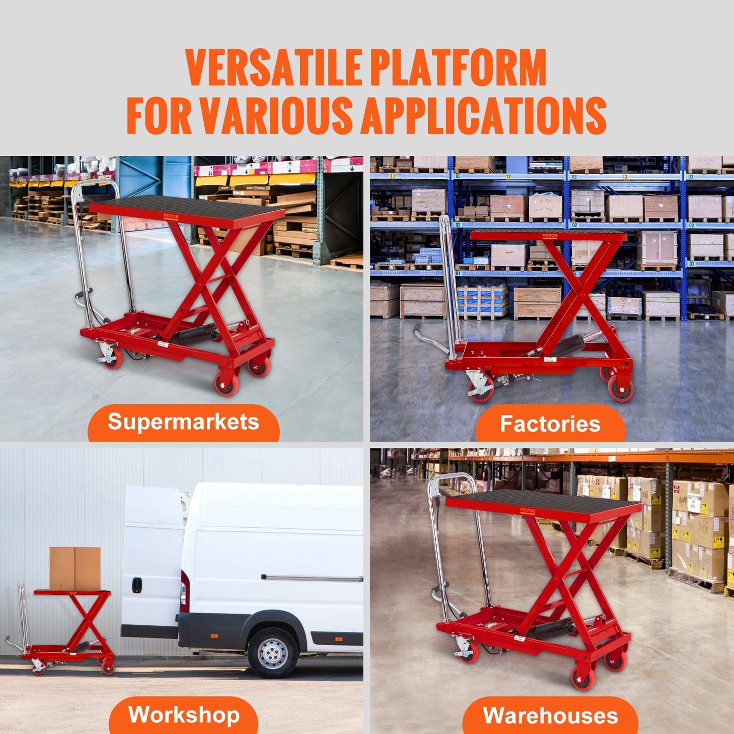 Hydraulic Lift Table Cart, 500lbs Capacity 28.5" Lifting Height, Manual Single Scissor Lift Table with 4 Wheels and Non-slip Pad, Hydraulic Scissor Cart for Material Handling, Red