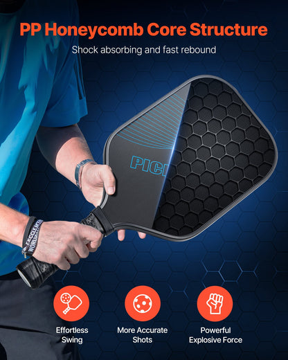 Pickleball Paddle, T700 Carbon Fiber Surface & Honeycomb Core, Professional Pickleball Paddle with Increased Power & Control & Spin, Pro Pickle Ball Racket for Adults, Men & Women, Blue