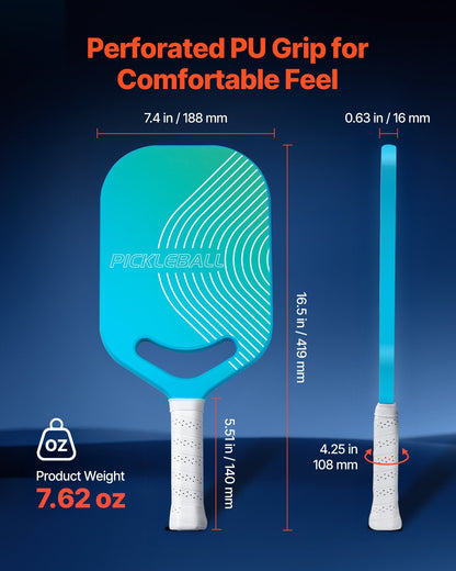 Pickleball Paddle with Aero Throat, T700 Carbon Fiber Surface & Honeycomb Core, Professional Pickleball Paddle with Increased Power & Control & Spin, Pickle Ball Racket for Adults, Men & Women