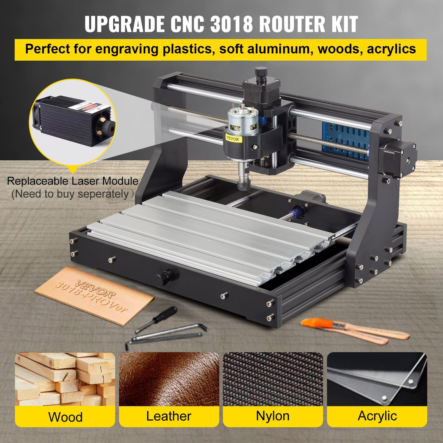 CNC 3018 Pro 300×180×45mm CNC Machine GRBL Control Mini Engraver with Offline Controller 3 Axis Engraving Machine for Carving Milling Plastic Acrylic PVC Wood