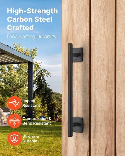 Barn Door Handle, 320 mm Rustic Fence Gate Handle, Rust-Resistant Coating, Heavy Duty Carbon Steel Outdoor Gate Handles, Easy to Install, Metal Sliding Door Pulls for Garage Shed Closet Pantry