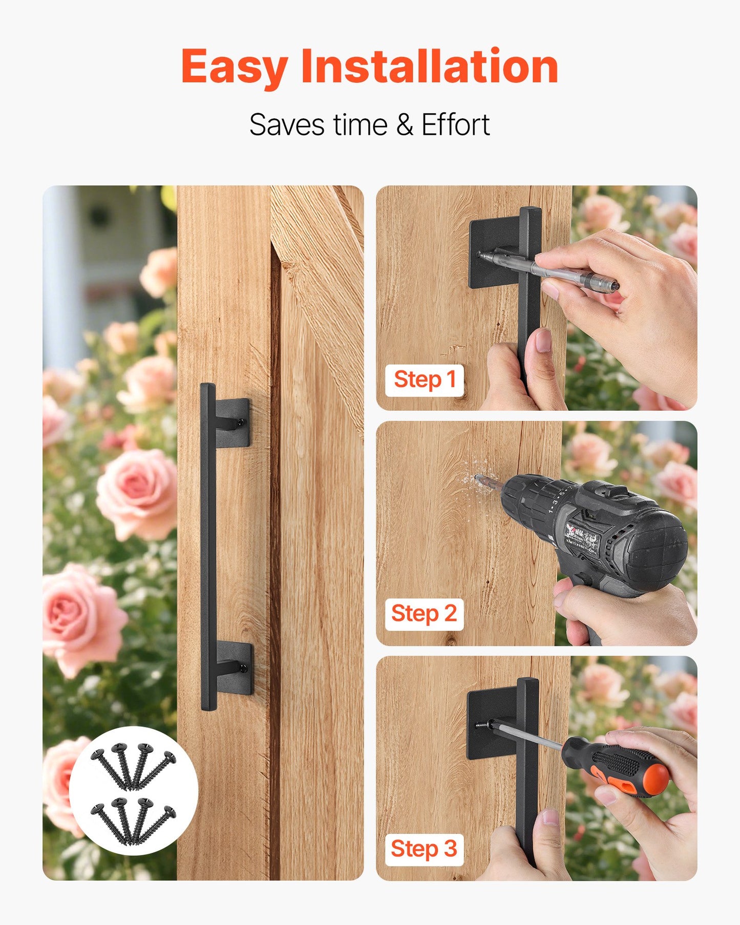 Barn Door Handle, 2Pcs 320 mm Rustic Fence Gate Handle, Rust-Resistant Coating, Heavy Duty Carbon Steel Outdoor Gate Handles, Easy to Install, Metal Sliding Door Pulls for Garage Shed Closet