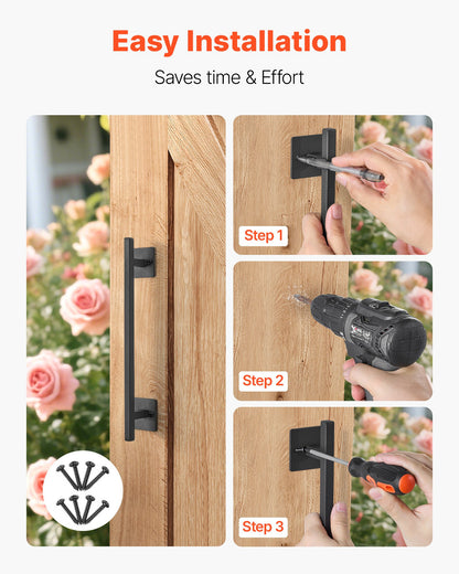 Barn Door Handle, 2Pcs 320 mm Rustic Fence Gate Handle, Rust-Resistant Coating, Heavy Duty Carbon Steel Outdoor Gate Handles, Easy to Install, Metal Sliding Door Pulls for Garage Shed Closet