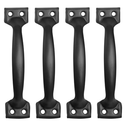 Barn Door Handle, 4Pcs 152 mm Rustic Fence Gate Handle, Rust-Resistant Coating, Heavy Duty Carbon Steel Outdoor Gate Handles, Easy to Install, Metal Sliding Door Pulls for Garage Shed Closet