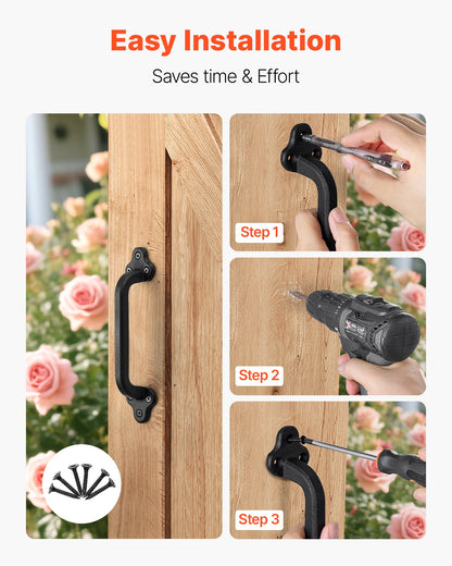 Barn Door Handle, 231 mm Rustic Fence Gate Handle, Rust-Resistant Coating, Heavy Duty Carbon Steel Outdoor Gate Handles, Easy to Install, Metal Sliding Door Pulls for Garage Shed Closet Pantry