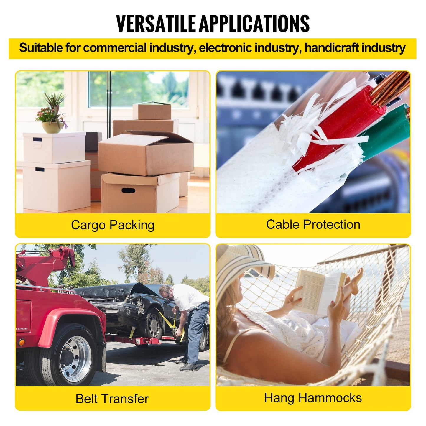 1250 lbs Polyester-Zugband, 3153 Fuß x 1/2 Zoll Flachband für Kabel- und Leitungsarbeiten, variable Funktionen, Flachseil zum Ziehen/Laden/Packen bei jedem Wetter