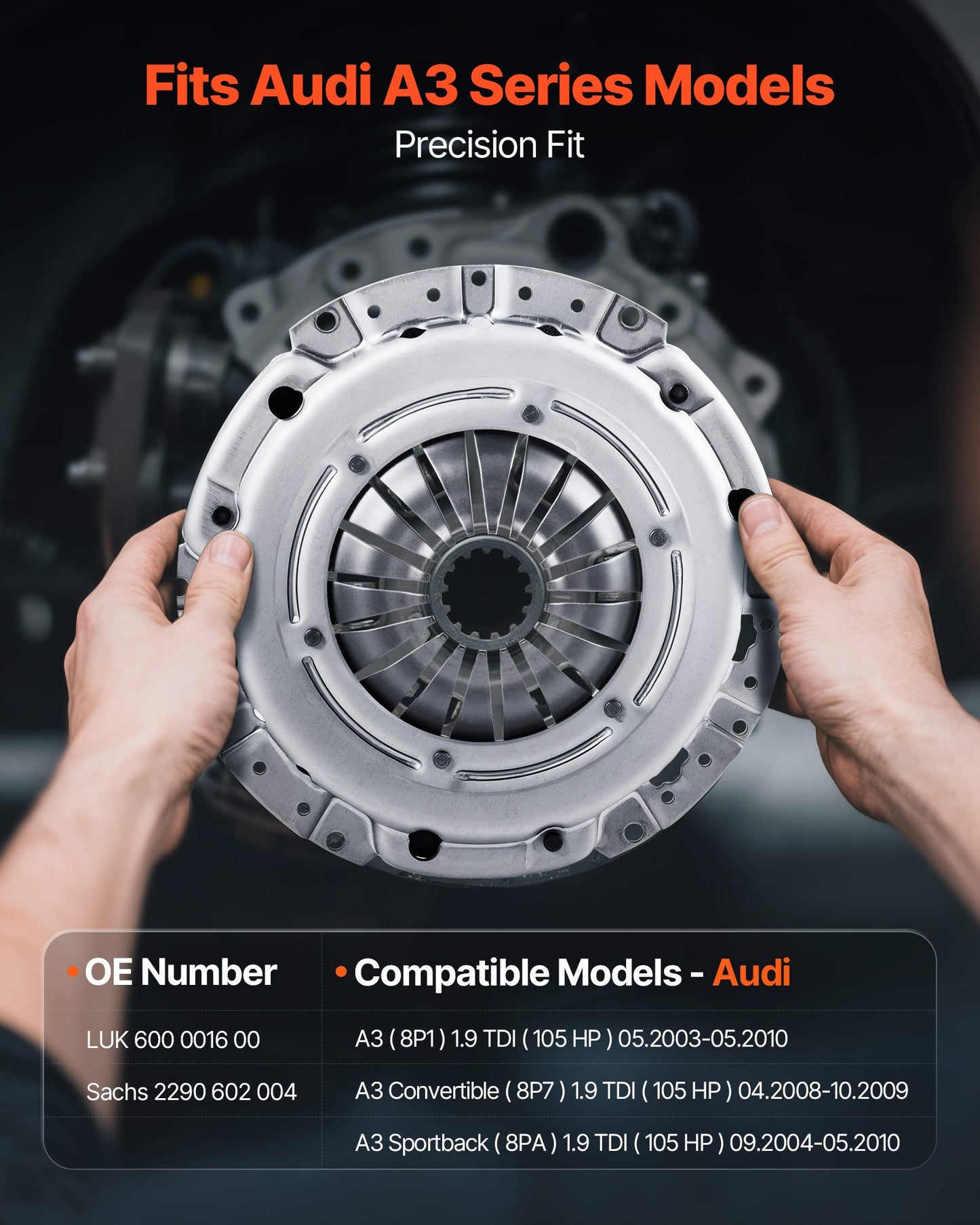 Clutch Kit with Flywheel, Heavy Duty OEM Clutch Kit, OEM Replacement Transmission Clutch Kit Compatible with 2003-2010 Audi A3 (8P1), 2008-2009 A3 Convertible (8P7), 2004-2010 A3 Sportback (8PA)