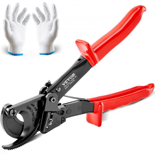 Ratcheting Cable Cutter, 25.4 cm Ratchet Wire and Cable Cutter, Cut up to 240 mm², with Comfortable Grip Handles, Easy to Use Quick-Release Lever, Silicon-Manganese Spring Steel Blade