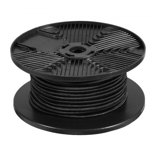 3/8 inch Bungee Cord, 120 ft/36 m Spool Heavy Duty Bungee Straps, 100% Stretch Elastic Bungee Rope for Cargo, Tarps, Camping, Kayak Deck and Crafting, Black