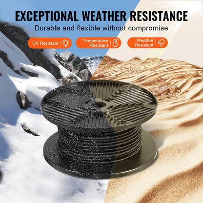 3/8 inch Bungee Cord, 120 ft/36 m Spool Heavy Duty Bungee Straps, 100% Stretch Elastic Bungee Rope for Cargo, Tarps, Camping, Kayak Deck and Crafting, Black