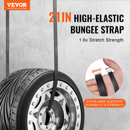 50 Piece Flat Bungee Cord, 19.8 mm Heavy Duty Bungee Straps with Steel S-Hooks, 21" Elastic Bungee Rope for Cargo, Tarps, Trucks and Tent, Black