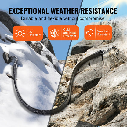 10 Piece Flat Bungee Cord, 20 mm Heavy Duty Bungee Straps with Steel S-Hooks, 24" Elastic Bungee Rope for Cargo, Tarps, Trucks and Tent, Black