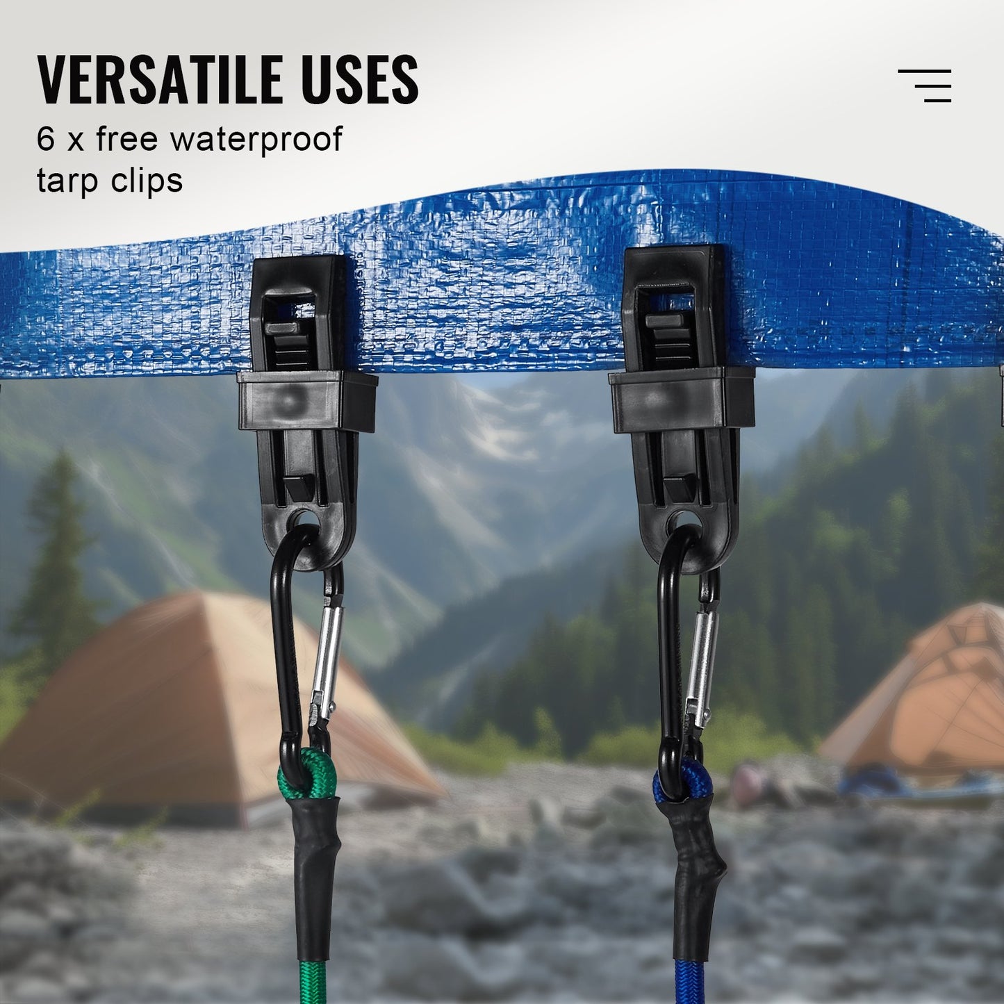 30-teiliges Sortiment an Bungee-Seilen, 8 mm starke, hochbelastbare Bungee-Gurte mit A3-Stahlkarabinern, inklusive 10", 18", 24", 36", 48", 60", 72", Tragetasche, 6 Clips und Befestigungsbändern für das Vordach