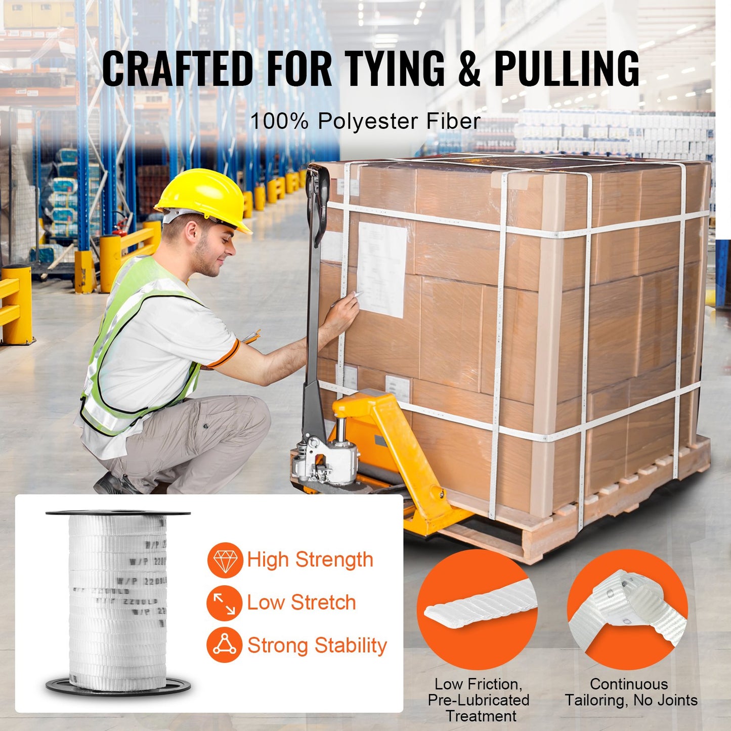 Polyester Pulling Tape Mule Tape 5/8" x 108' 2200 lbf Tensile Capacity