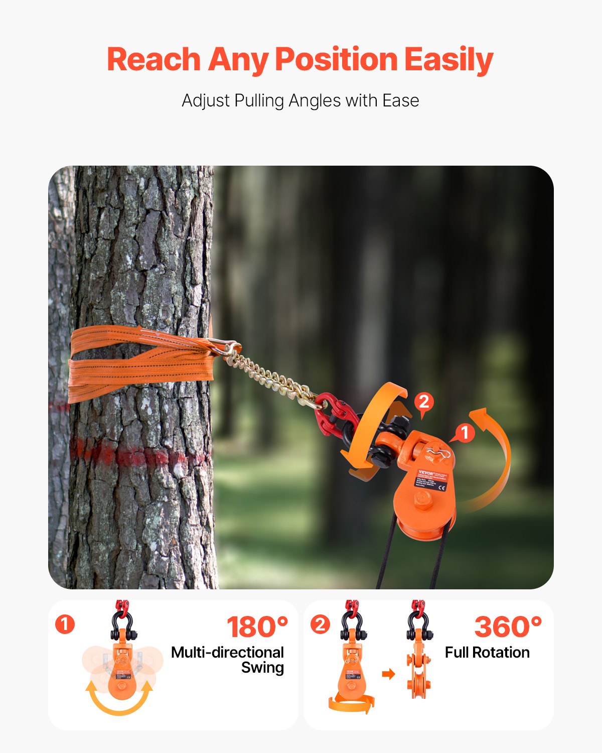 2 Ton Snatch Block with G80 Chain, Swivel Shackle, 3" Sheave for 3/8" Wire Rope, Snatch Block Pulley for Towing and Recovery Applications on Flatbed Tow Truck Rollback Wrecker Car Carrier Cable