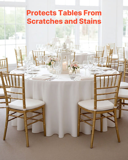White Round Tablecloths 2 Pack, 120 Inches in Diameter, Stain- & Wrinkle- Resistant, Machine Washable Table Clothes, Polyester Fabric Table Covers for Wedding, Party, Banquet, Formal Events