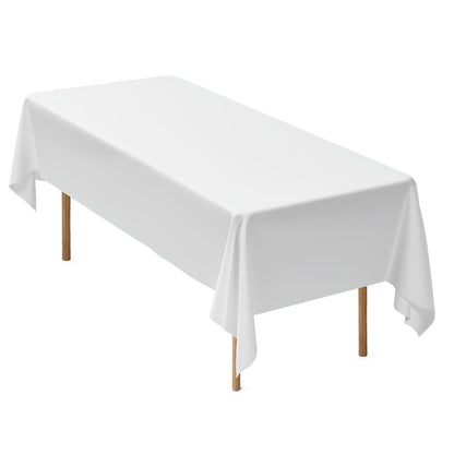 White Tablecloths for Rectangle Tables, 10 Pack, 60 x 102 Inches, Reusable and Machine Washable Table Clothes, Wrinkle-Resistant Polyester Fabric Table Covers for Wedding, Party, Banquet