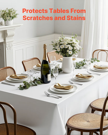 White Tablecloths for Rectangle Tables, 10 Pack, 70 x 120 Inches, Reusable and Machine Washable Table Clothes, Wrinkle-Resistant Polyester Fabric Table Covers for Wedding, Party, Banquet