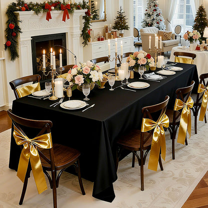 Black Tablecloths for Rectangle Tables, 6 Pack, 70 x 120 Inches, Reusable and Machine Washable Table Clothes, Wrinkle-Resistant Polyester Fabric Table Covers for Wedding, Party, Banquet