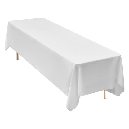 White Tablecloths for Rectangle Tables, 6 Pack, 90 x 132 Inches, Reusable and Machine Washable Table Clothes, Wrinkle-Resistant Polyester Fabric Table Covers for Wedding, Party, Banquet