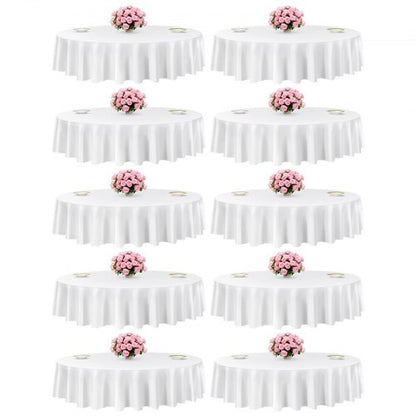Weiße runde Tischdecken, 10er-Pack, 229 cm Durchmesser, flecken- und knitterabweisend, maschinenwaschbar, aus Polyestergewebe, für Hochzeiten, Partys, Bankette und festliche Anlässe