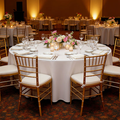 Weiße runde Tischdecken, 10er-Pack, 229 cm Durchmesser, flecken- und knitterabweisend, maschinenwaschbar, aus Polyestergewebe, für Hochzeiten, Partys, Bankette und festliche Anlässe