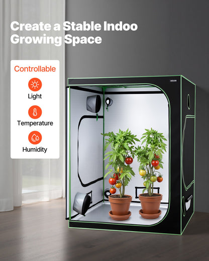 Indoor Grow Tent Kit, 150 x 150 x 200cm, Indoor Plant Tent with Full Spectrum LED Grow Light & Ventilation System, 600D High Reflective Mylar, Growing Tents for Flower Veggie