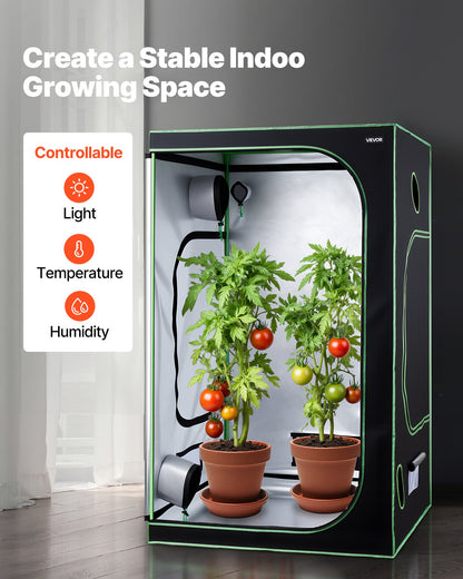 Indoor Grow Tent, 120 x 120 x 200 cm, 600D High Reflective Mylar, Indoor Plant Tent with Observation Window, Floor Tray & Zipper, Heavy Duty Growing Tents for Fruit Flower Veggie