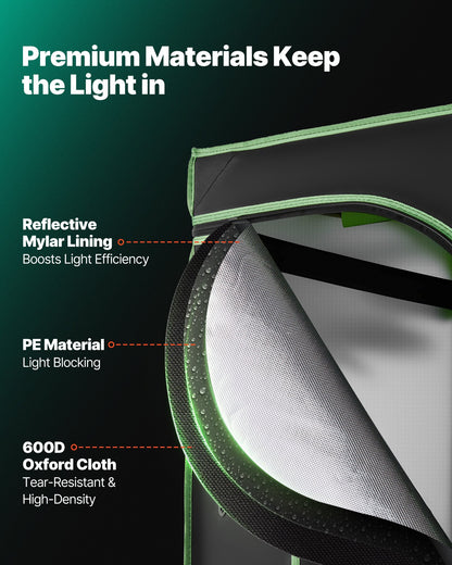 Indoor Grow Tent, 60 x 60 x 180 cm, 600D High Reflective Mylar, Indoor Plant Tent with Observation Window, Floor Tray & Zipper, Heavy Duty Growing Tents for Fruit Flower Veggie