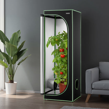 Indoor Grow Tent, 60 x 60 x 180 cm, 600D High Reflective Mylar, Indoor Plant Tent with Observation Window, Floor Tray & Zipper, Heavy Duty Growing Tents for Fruit Flower Veggie