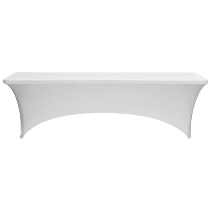 6er-Pack Tischdecken für 2,4 m lange rechteckige Tische, knitterfrei, dehnbar, weiß, waschbarer Spandex-Tischdeckenschutz, für Partys, Hochzeiten, Cocktails, Bankette und Festivals