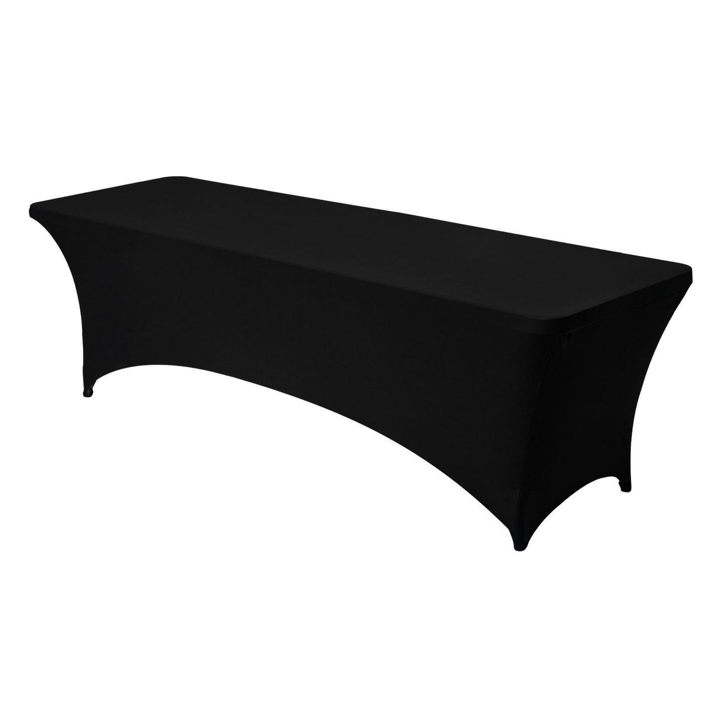 6 Pack Table Cloth for 8FT Rectangular Fitted Events, Wrinkle-Resistant Stretch Black Table Covers, Washable Spandex Tablecloth Protector, for Party, Wedding, Cocktail, Banquet, Festival