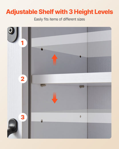 Bathroom Wall Cabinet, 2 Doors and Adjustable Shelf, Over the Toilet Storage Medicine Cabinet Wall Mounted, Hanging Organizer with Open Partition/Towel Bar/Hooks for Laundry Room Kitchen, White