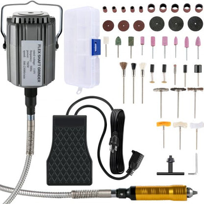 Flex Shaft Grinder 780W Rotary Tool 500-23000RPM Rotary Carver with 0.635 cm 3-Jaw Chuck & Stepless Speed Foot Pedal Hanging Grinding Machine 131PCS Accessories for Jewelry Polishing Grinding DIY