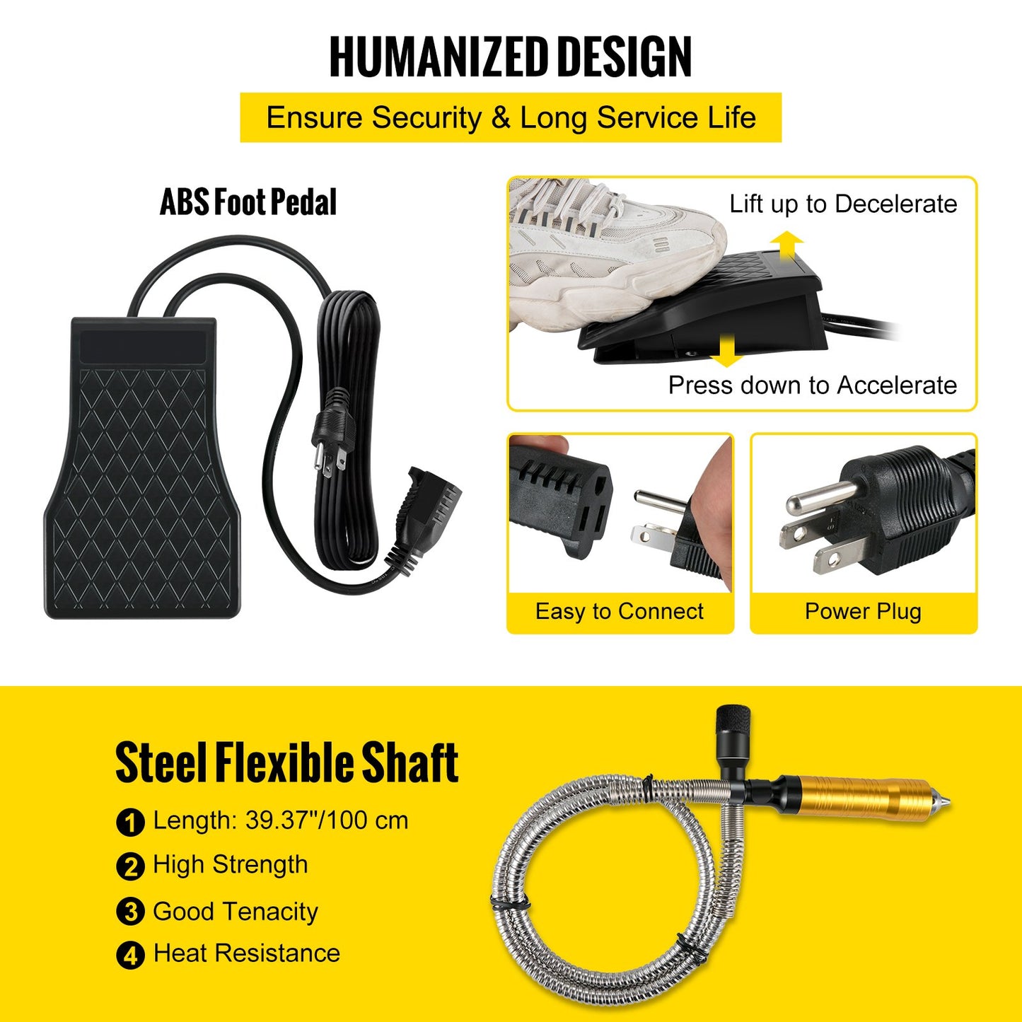 Flex Shaft Grinder 780W Rotary Tool 500-23000RPM Rotary Carver with 0.635 cm 3-Jaw Chuck & Stepless Speed Foot Pedal Hanging Grinding Machine 131PCS Accessories for Jewelry Polishing Grinding DIY