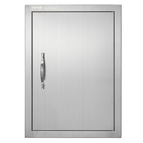 BBQ Access Door, 407x559 mm Single Outdoor Kitchen Door, Stainless Steel Flush Mount Door, Wall Vertical Door with Handle, for BBQ Island, Grilling Station, Outside Cabinet