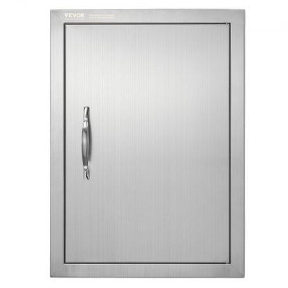 BBQ Access Door, 407x559 mm Single Outdoor Kitchen Door, Stainless Steel Flush Mount Door, Wall Vertical Door with Handle, for BBQ Island, Grilling Station, Outside Cabinet