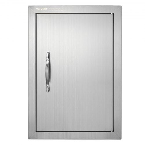 BBQ Access Door, 355x508 mm Single Outdoor Kitchen Door, Stainless Steel Flush Mount Door, Wall Vertical Door with Handle, for BBQ Island, Grilling Station, Outside Cabinet