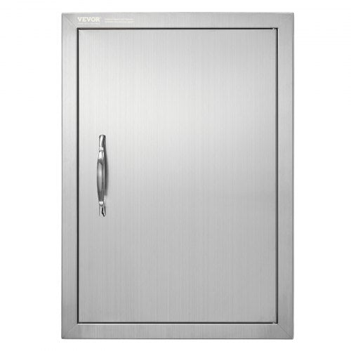 BBQ Access Door, 432x610 mm Single Outdoor Kitchen Door, Stainless Steel Flush Mount Door, Wall Vertical Door with Handle, for BBQ Island, Grilling Station, Outside Cabinet