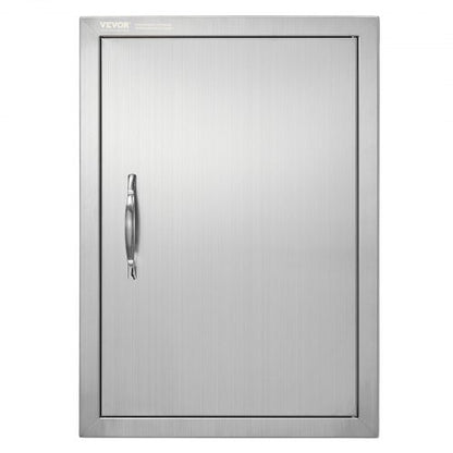 BBQ Access Door, 432x610 mm Single Outdoor Kitchen Door, Stainless Steel Flush Mount Door, Wall Vertical Door with Handle, for BBQ Island, Grilling Station, Outside Cabinet