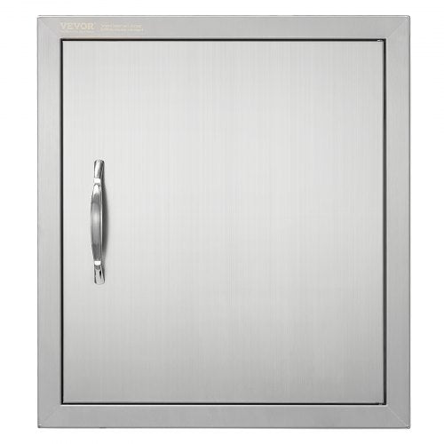 BBQ Access Door, 457x508 mm Single Outdoor Kitchen Door, Stainless Steel Flush Mount Door, Wall Vertical Door with Handle and Hook, for BBQ Island, Grilling Station, Outside Cabinet