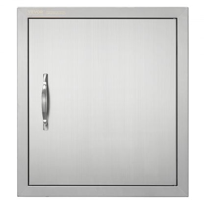 BBQ Access Door, 457x508 mm Single Outdoor Kitchen Door, Stainless Steel Flush Mount Door, Wall Vertical Door with Handle and Hook, for BBQ Island, Grilling Station, Outside Cabinet