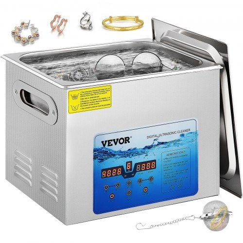 Ultrasonic Cleaner, 36KHz~40KHz Adjustable Frequency, 15L 220V, Ultrasonic Cleaning Machine with Digital Timer and Heater, Lab Sonic Cleaner for Jewelry Watch Eyeglasses Coins, FCC/CE/RoHS Liste